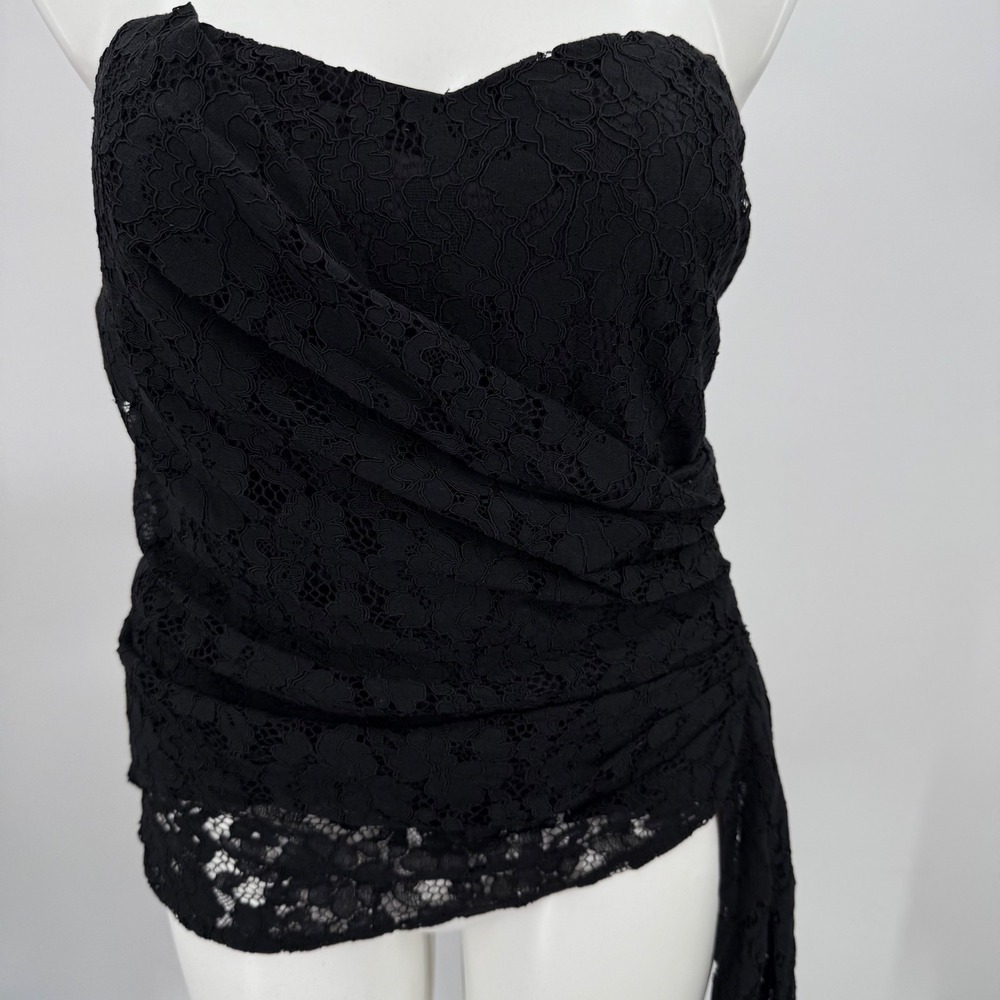 Maeve Anthropologie Lace‎ Corset Top Strapless Ruched Black XL